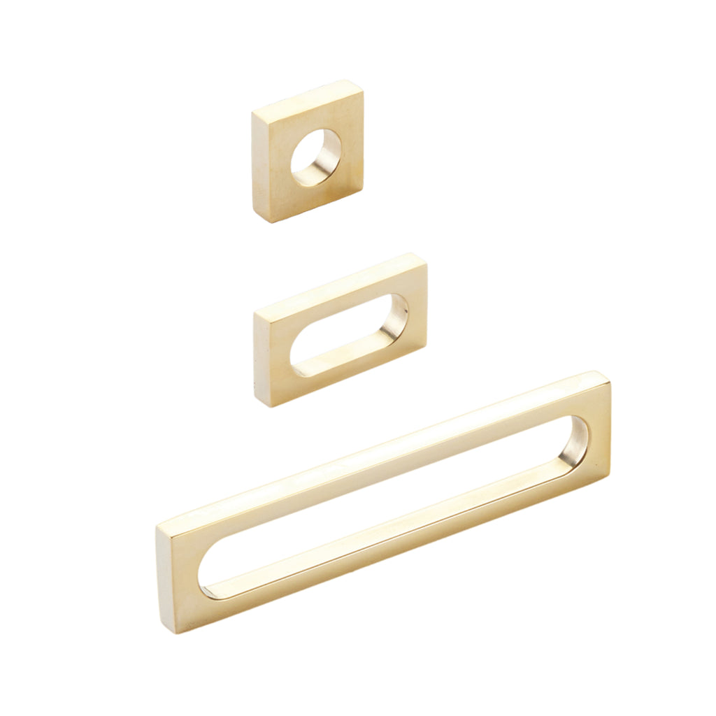 Unlacquered Brass "Loop" Square Drawer Pulls and Cabinet Knobs - Forge Hardware Studio