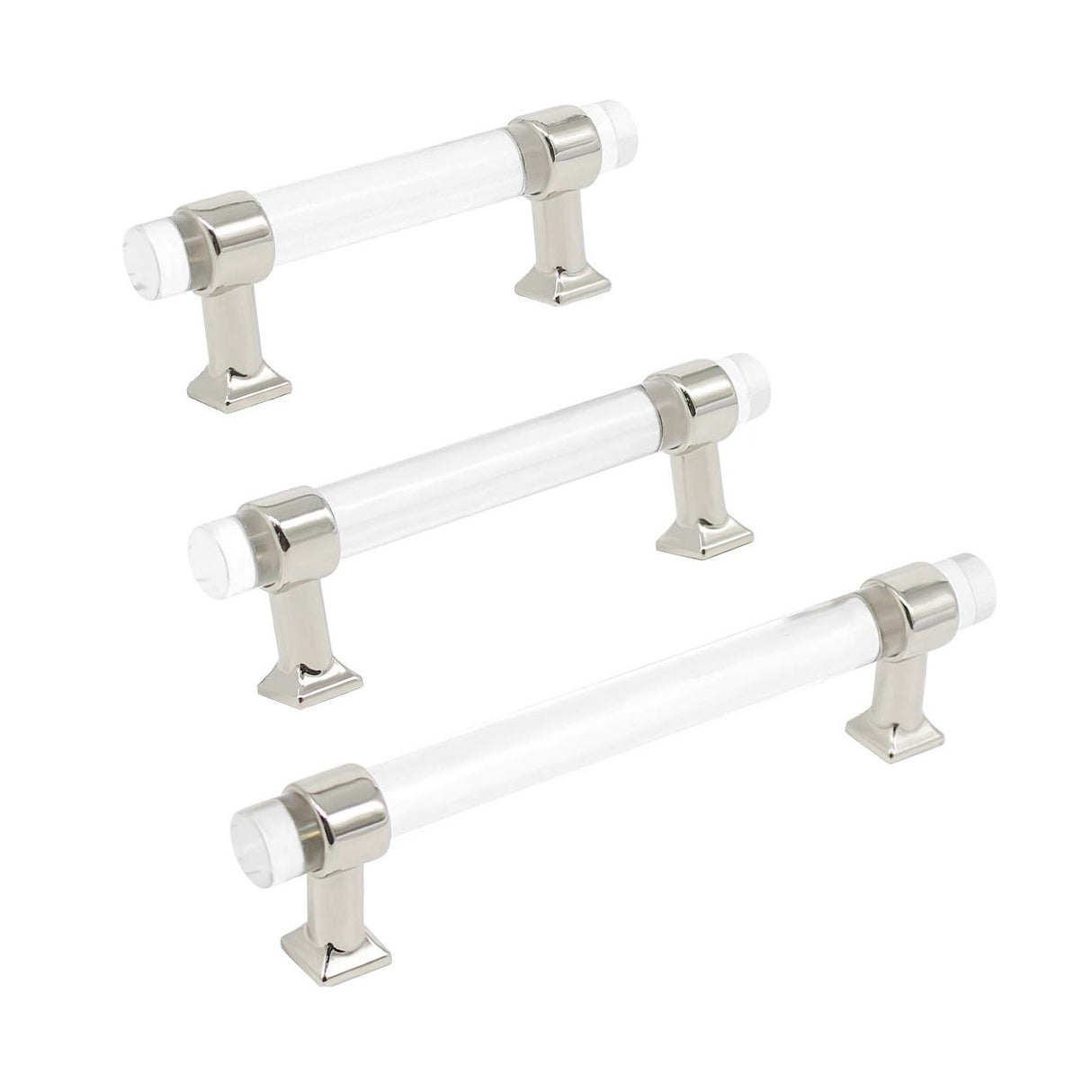 Polished Nickel "Gigi" Lucite Modern Drawer Pull - Brass Cabinet Hardware 
