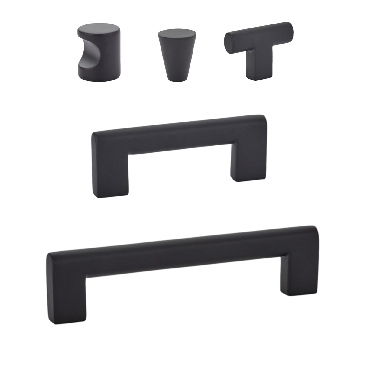Matte Black "Luxe" Cabinet Knobs and Drawer Pulls - Forge Hardware Studio