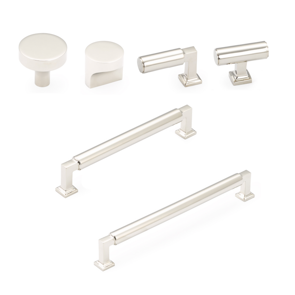 Polished Nickel "Neal" Cabinet Knobs and Pulls Cabinet Hardware - Forge Hardware Studio