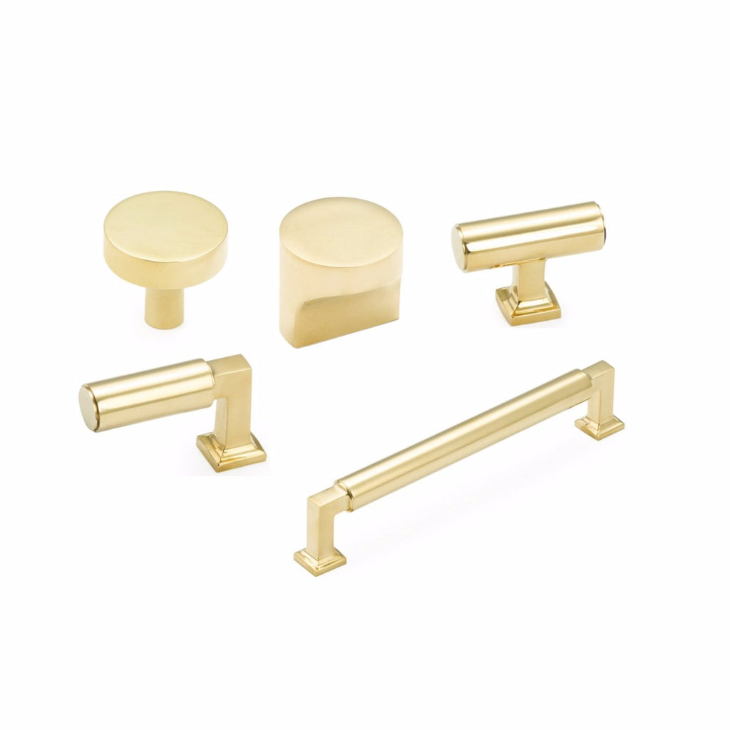Unlacquered Brass "Neal" Cabinet Knobs and Pulls Cabinet Hardware - Brass Cabinet Hardware 