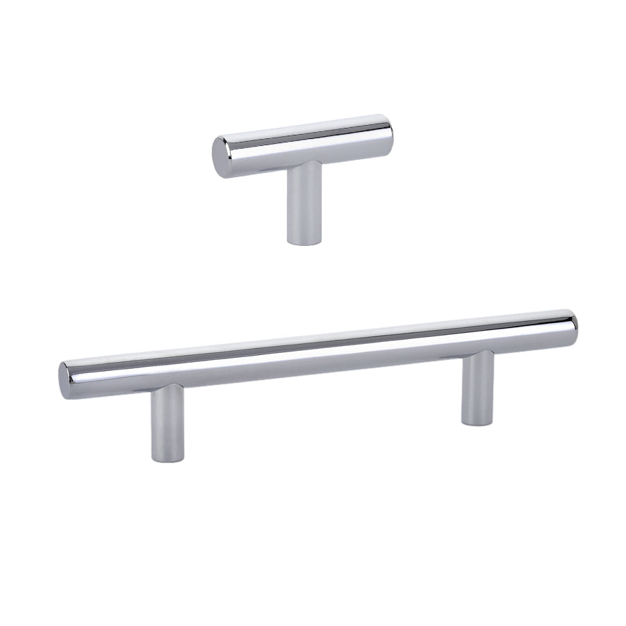 T-Bar "European" Polished Chrome Cabinet Knobs and Pulls - Forge Hardware Studio
