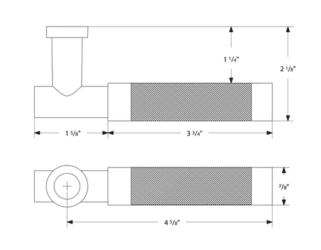 T-Bar Knurled SELECT Matte Black Door Lever w/ Modern Rectangular Rosette - Forge Hardware Studio