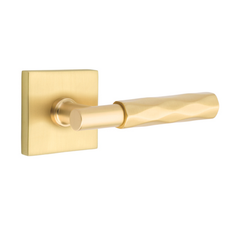 T-Bar Tribeca SELECT Satin Brass Door Lever w/ Square Rosette - Forge Hardware Studio