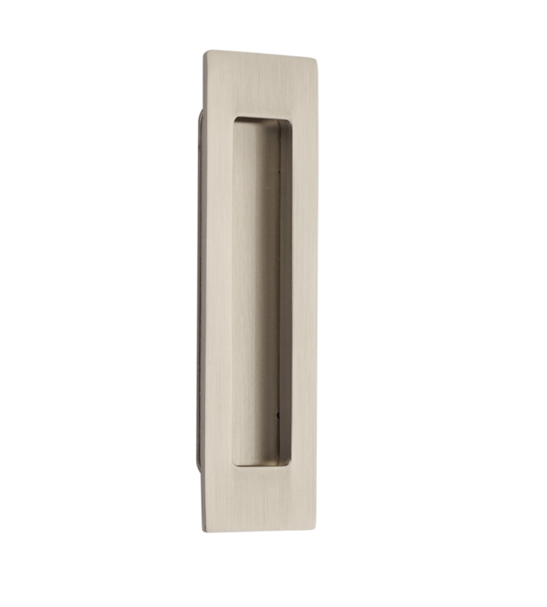 Modern Rectangular Flush Solid Recess Door Pull in Satin Nickel - Forge Hardware Studio