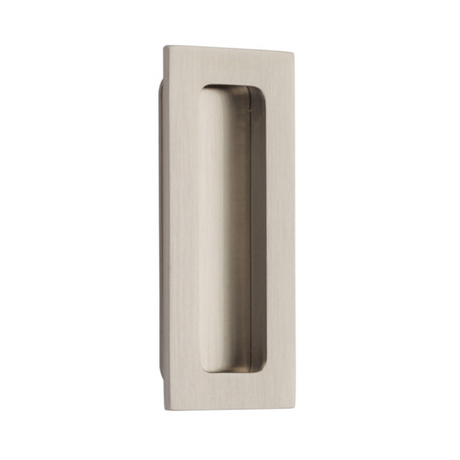 Modern Rectangular Flush Solid Recess Door Pull in Satin Nickel - Forge Hardware Studio