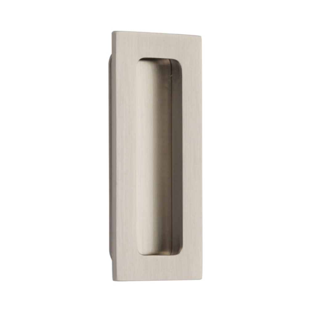 Modern Rectangular Flush Solid Recess Door Pull in Satin Nickel - Forge Hardware Studio