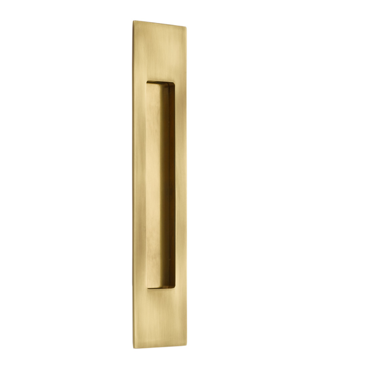 Modern Rectangular Flush Solid Recess Door Pull in Antique Brass - Forge Hardware Studio