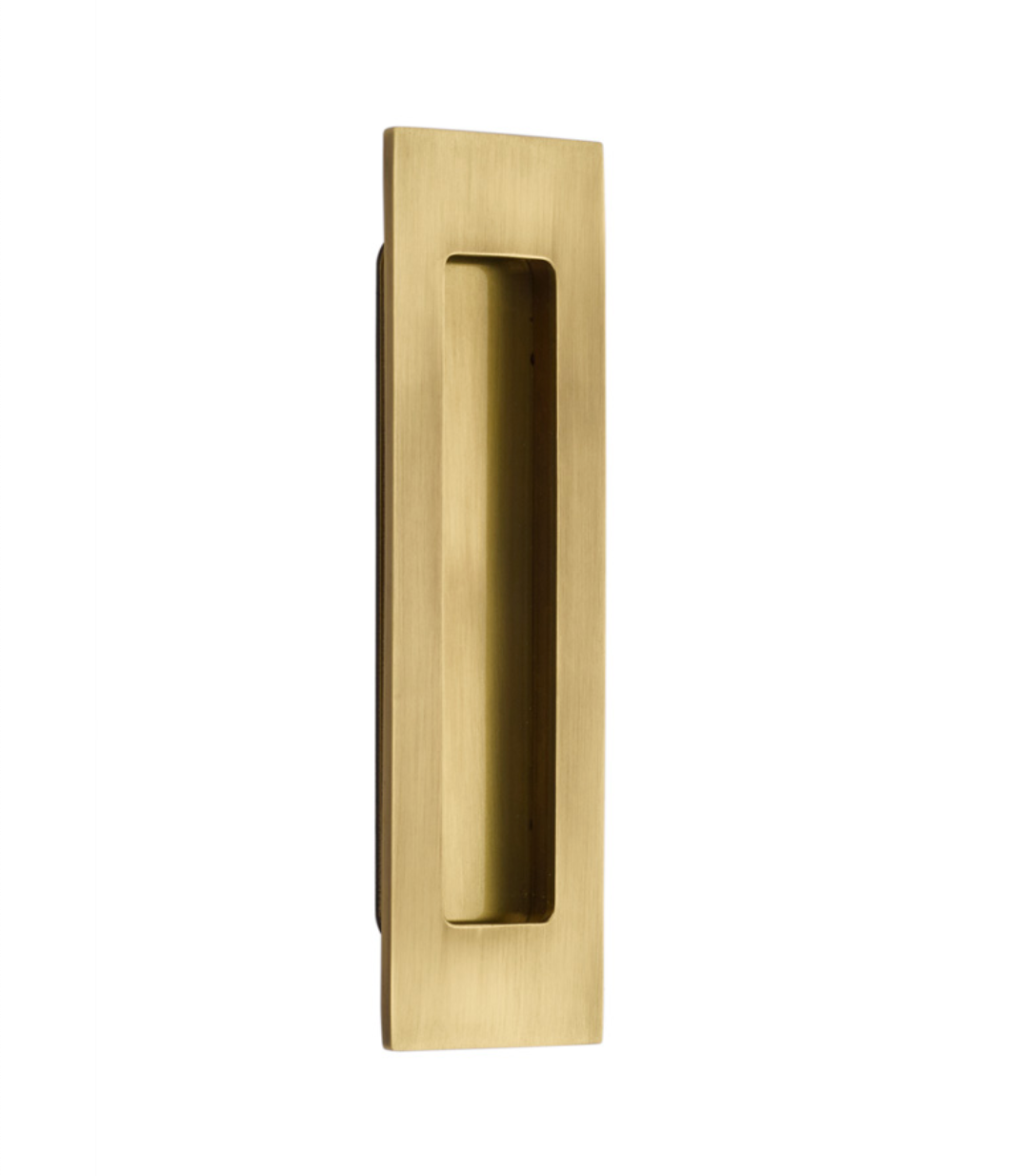 Modern Rectangular Flush Solid Recess Door Pull in Antique Brass - Forge Hardware Studio