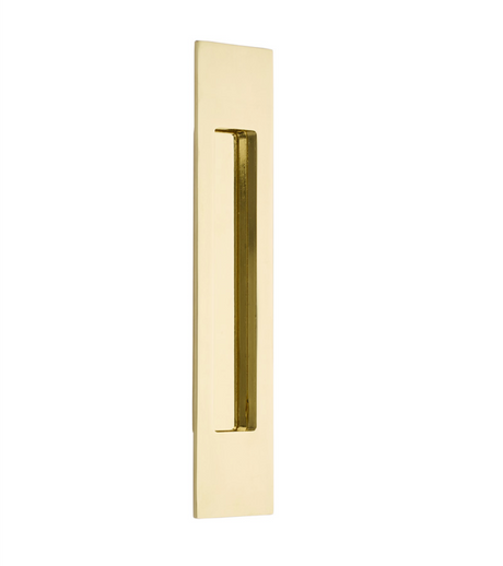 Modern Rectangular Flush Polished Brass Recess Door Pull - Forge Hardware Studio