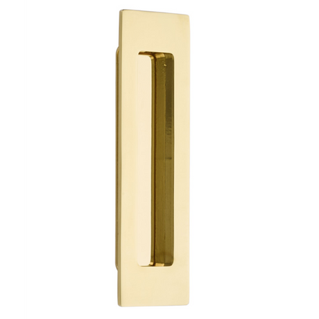 Modern Rectangular Flush Polished Brass Recess Door Pull - Forge Hardware Studio