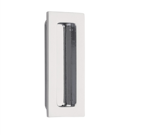 Modern Rectangular Flush Solid Recess Door Pull in Polished Chrome - Forge Hardware Studio