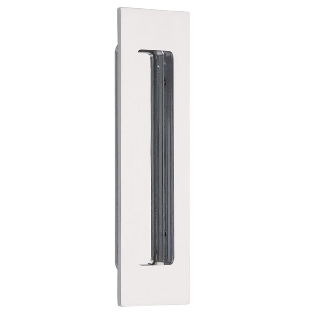 Modern Rectangular Flush Solid Recess Door Pull in Polished Chrome - Forge Hardware Studio