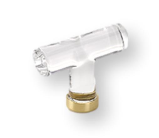 Satin Brass "Ely" Clear Glass T-Knob - Forge Hardware Studio