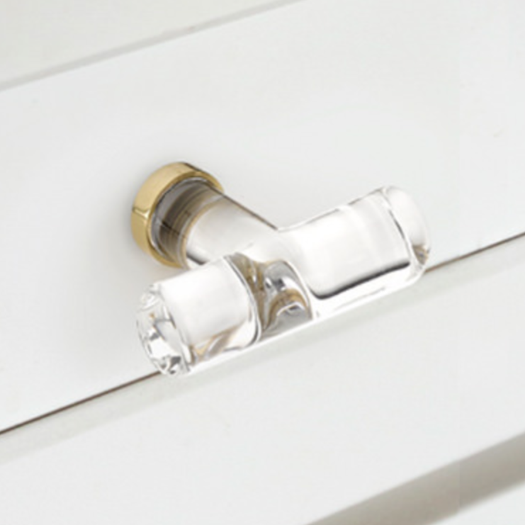 Polished Brass "Ely" Clear Glass T-Knob - Forge Hardware Studio