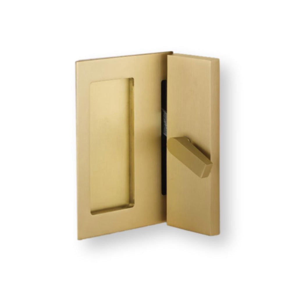 Modern Barn Door Privacy Lock and Flush Pull-Hardware for Interior Doors - Forge Hardware Studio
