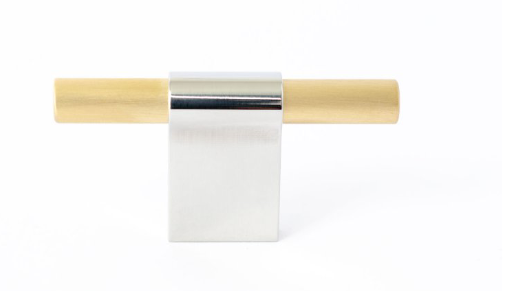 T-Bar "Line" Brushed Brass and Polished Nickel Drawer Pulls Cabinet Hardware - Forge Hardware Studio