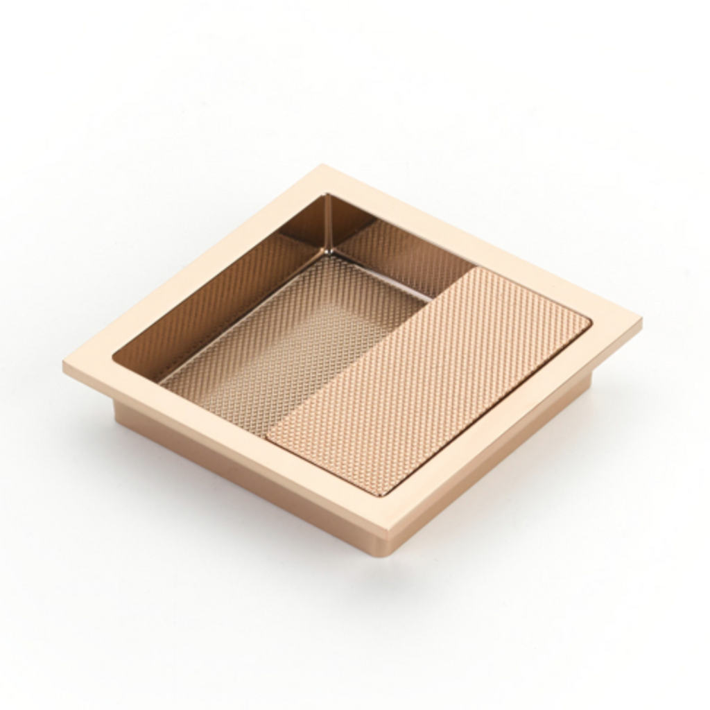 Square Knurled "Sailor" Recessed Copper Drawer Pull - Forge Hardware Studio