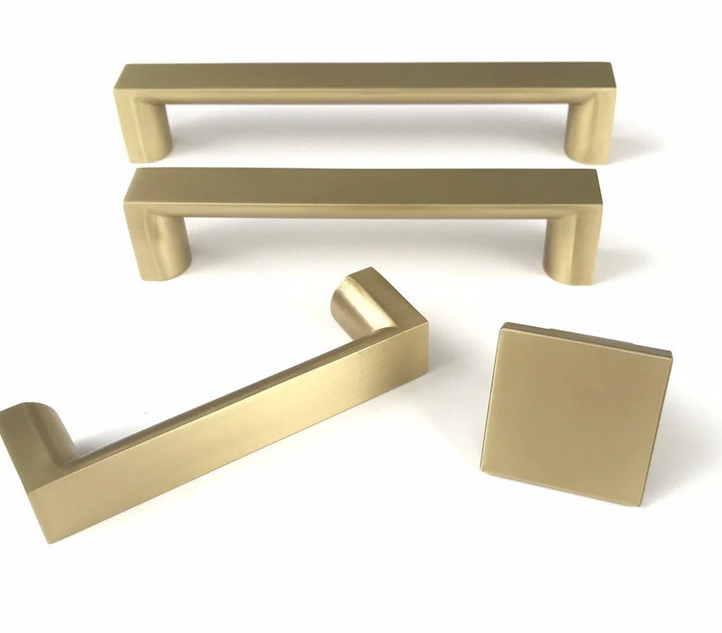 Tila Brass Wide Drawer Pulls and Knob - Cabinet Hardware - Forge Hardware Studio