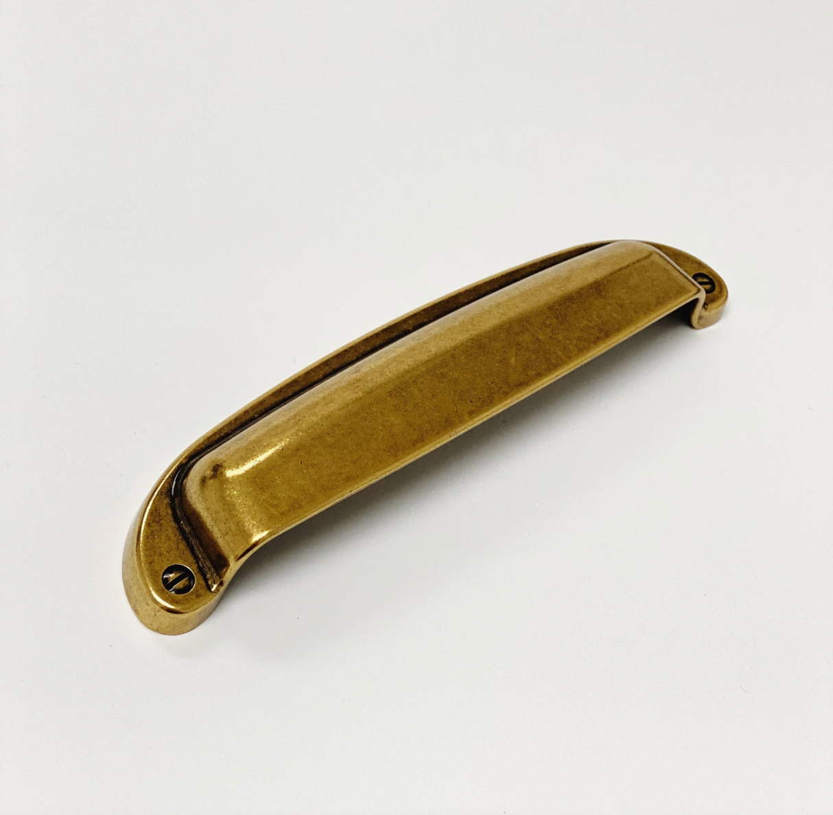 Drawer Cup Pull "Capri" in Antique Brass - Brass Cabinet Hardware - Forge Hardware Studio