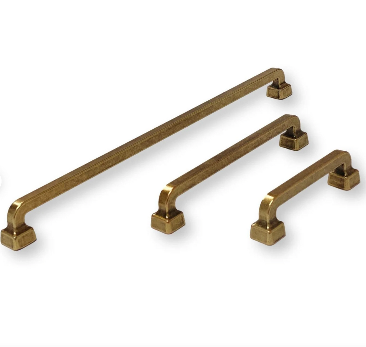 Mission Drawer Pull "Capri" in Antique Brass - Brass Cabinet Hardware - Forge Hardware Studio
