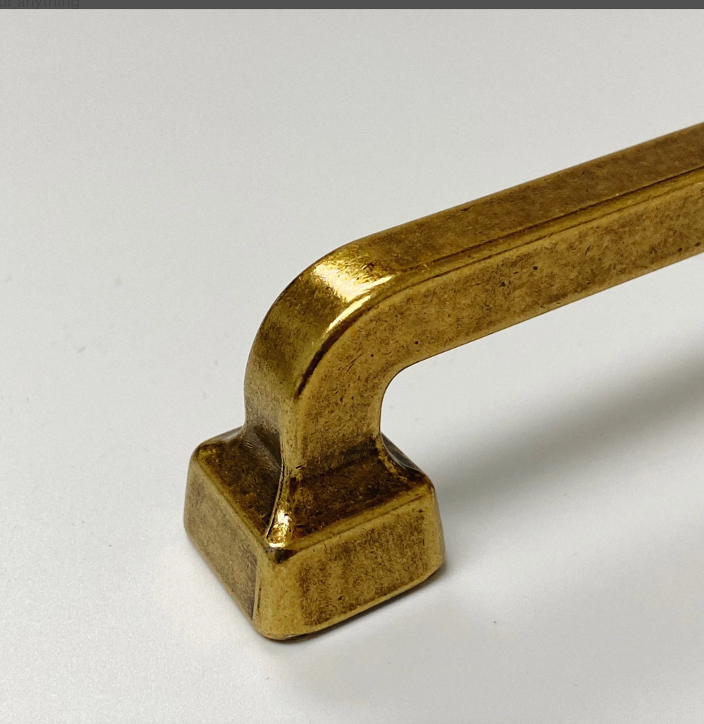 Mission Drawer Pull "Capri" in Antique Brass - Brass Cabinet Hardware - Forge Hardware Studio