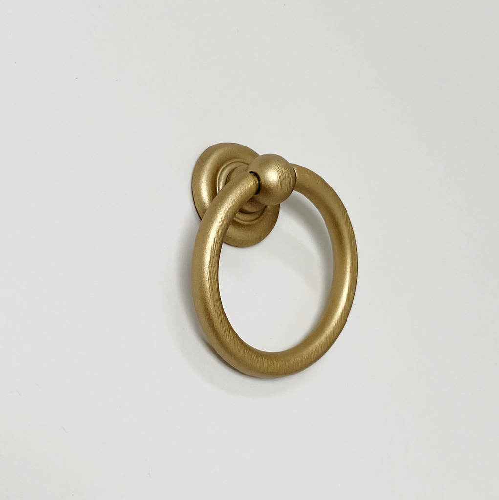 Capri Brushed Gold Cup Drawer Pull, Ring Pull or Round Cabinet Knob - Forge Hardware Studio