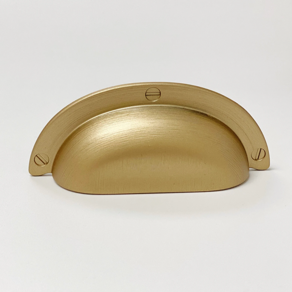 Capri Brushed Gold Cup Drawer Pull, Ring Pull or Round Cabinet Knob - Forge Hardware Studio
