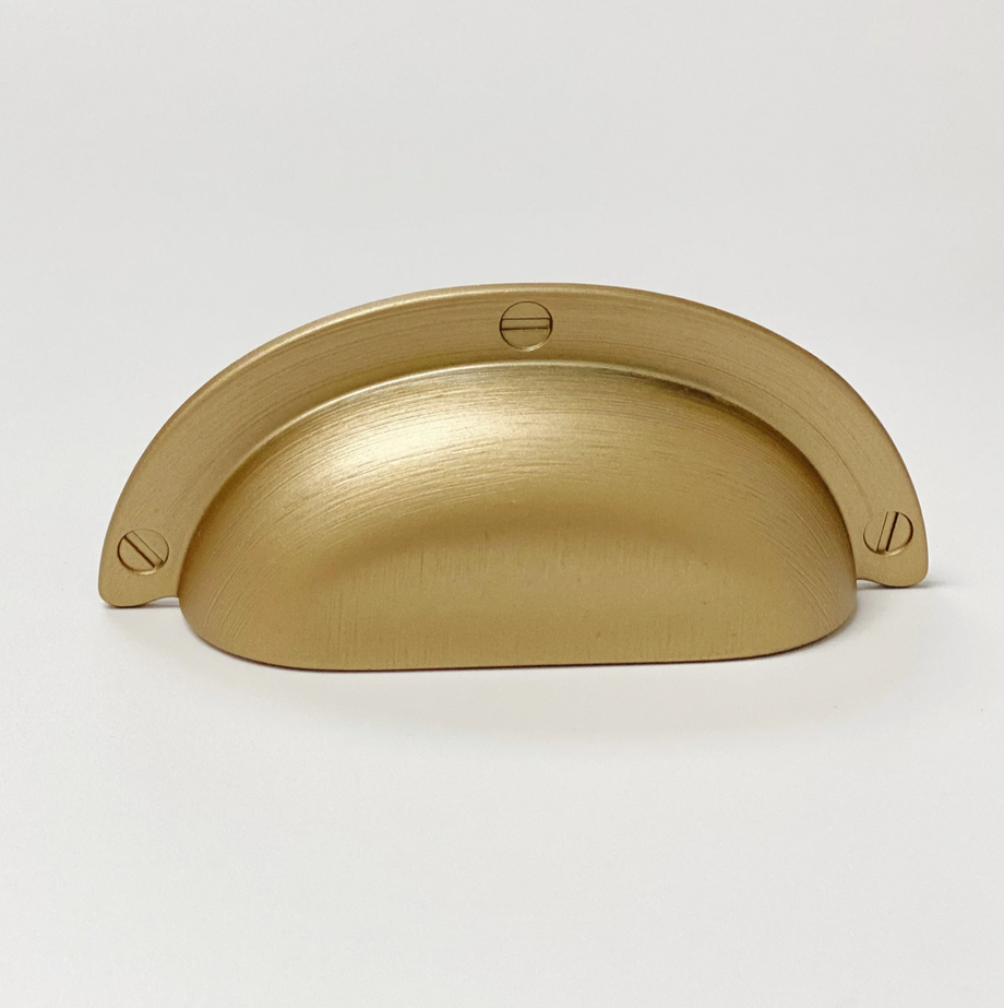 Round Capri Brushed Gold Cup Drawer Pull, Ring Pull or Cabinet