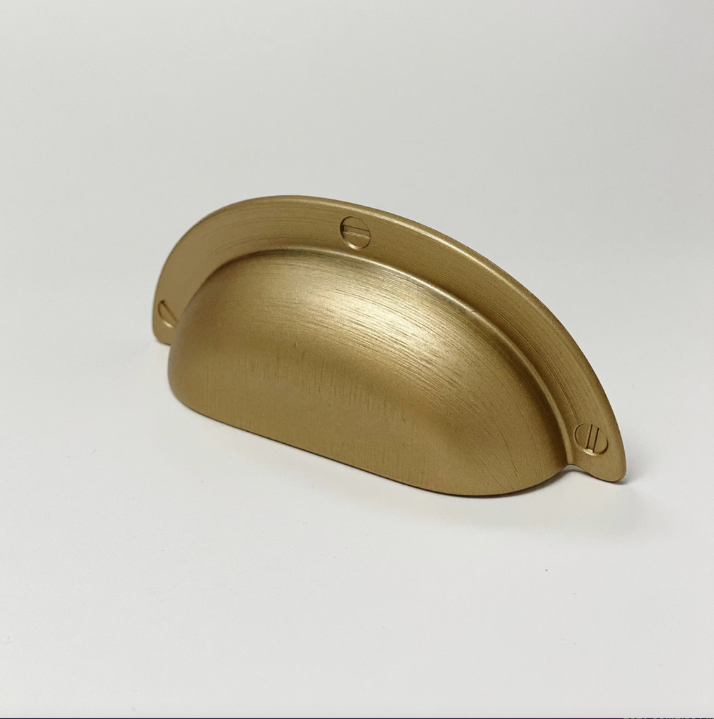 Capri Brushed Gold Cup Drawer Pull, Ring Pull or Round Cabinet Knob - Forge Hardware Studio