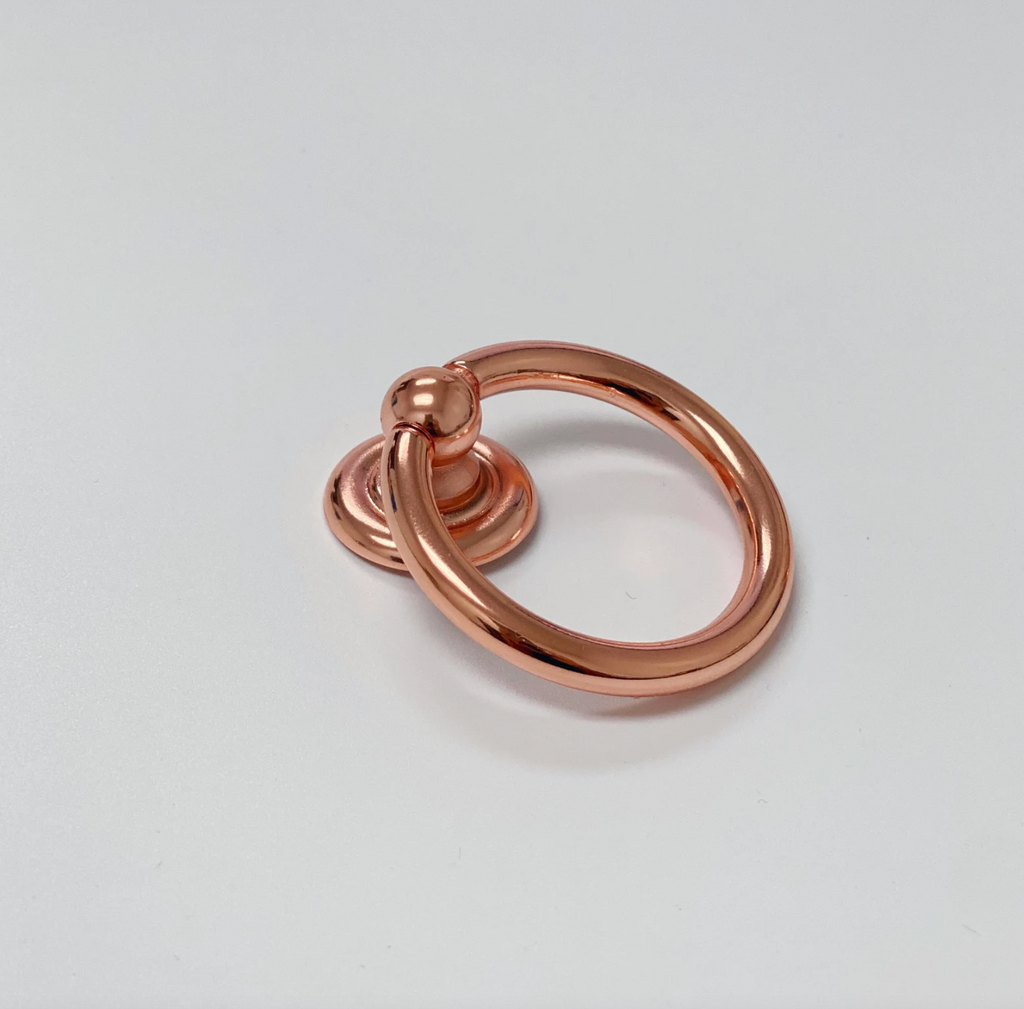Polished Copper "Capri" Cup Drawer Pull, Ring Pull or Round Cabinet Knob. Finger Copper Pull - Forge Hardware Studio