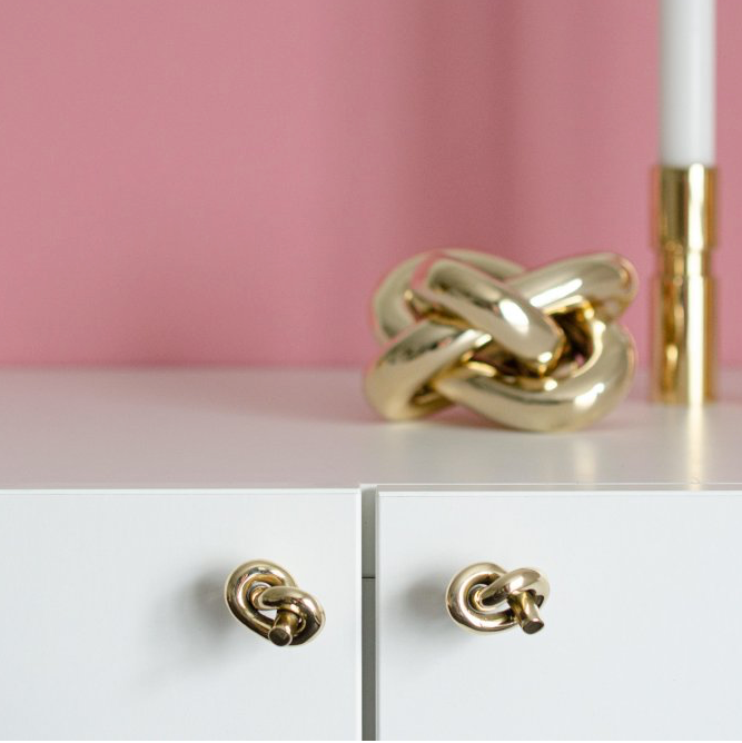 Unlacquered Brushed Brass "Knot" Cabinet Knob and Hook - Forge Hardware Studio