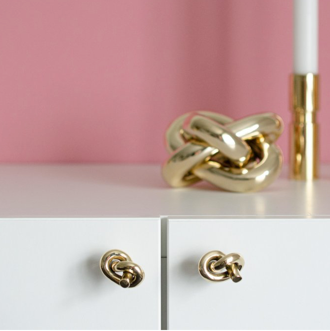 Polished Unlacquered Brass "Knot" Cabinet Knob and Hook - Forge Hardware Studio