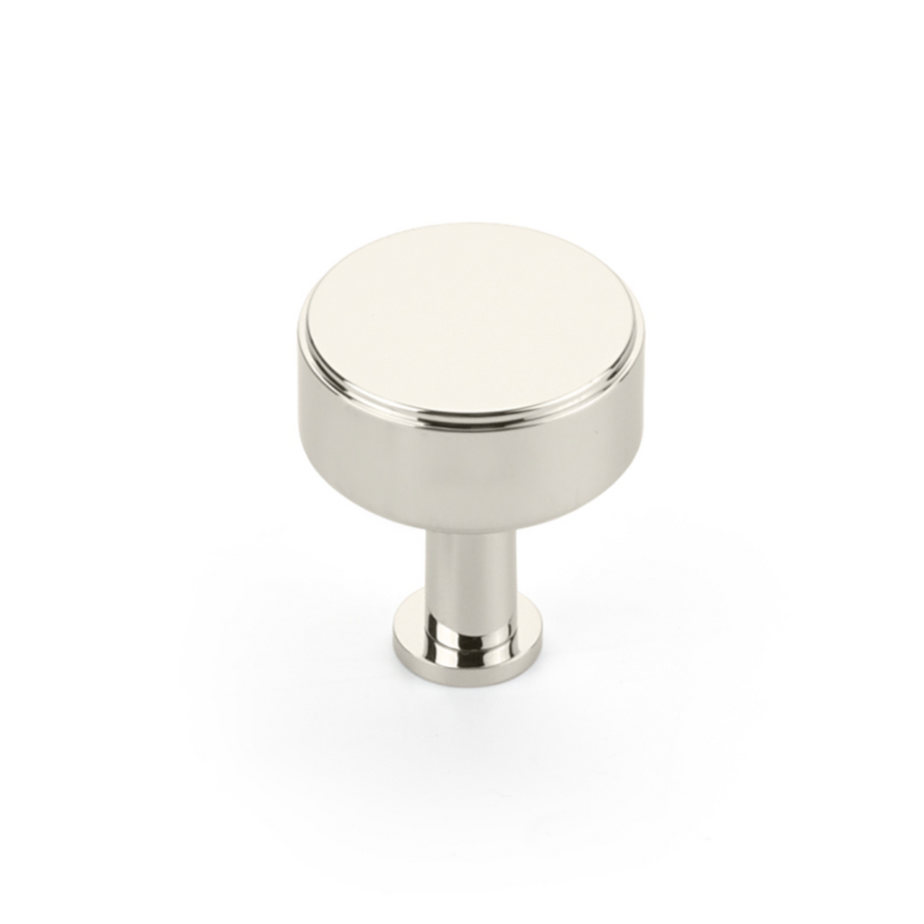 Polished Nickel "Maison No. 2" Smooth Drawer Pulls and Cabinet Knobs with Optional Backplate - Forge Hardware Studio