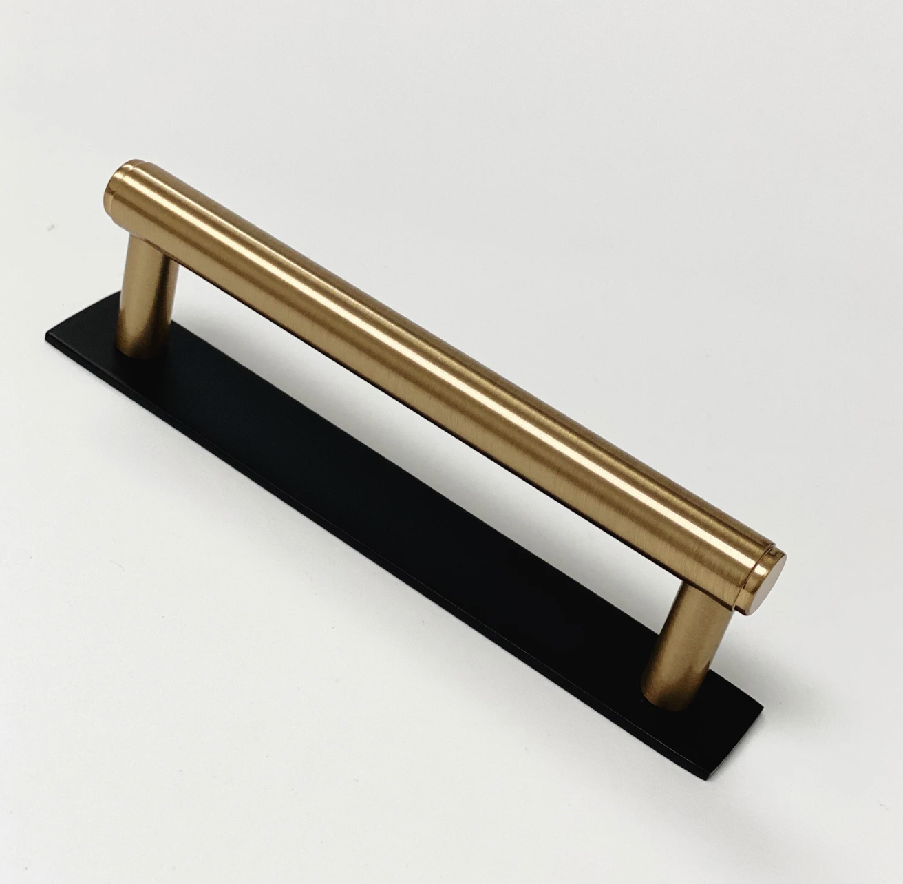 Dual Finish Maison No. 2 Smooth Matte Black and Champagne Bronze Drawer  Pulls and Cabinet Knobs with Backplate