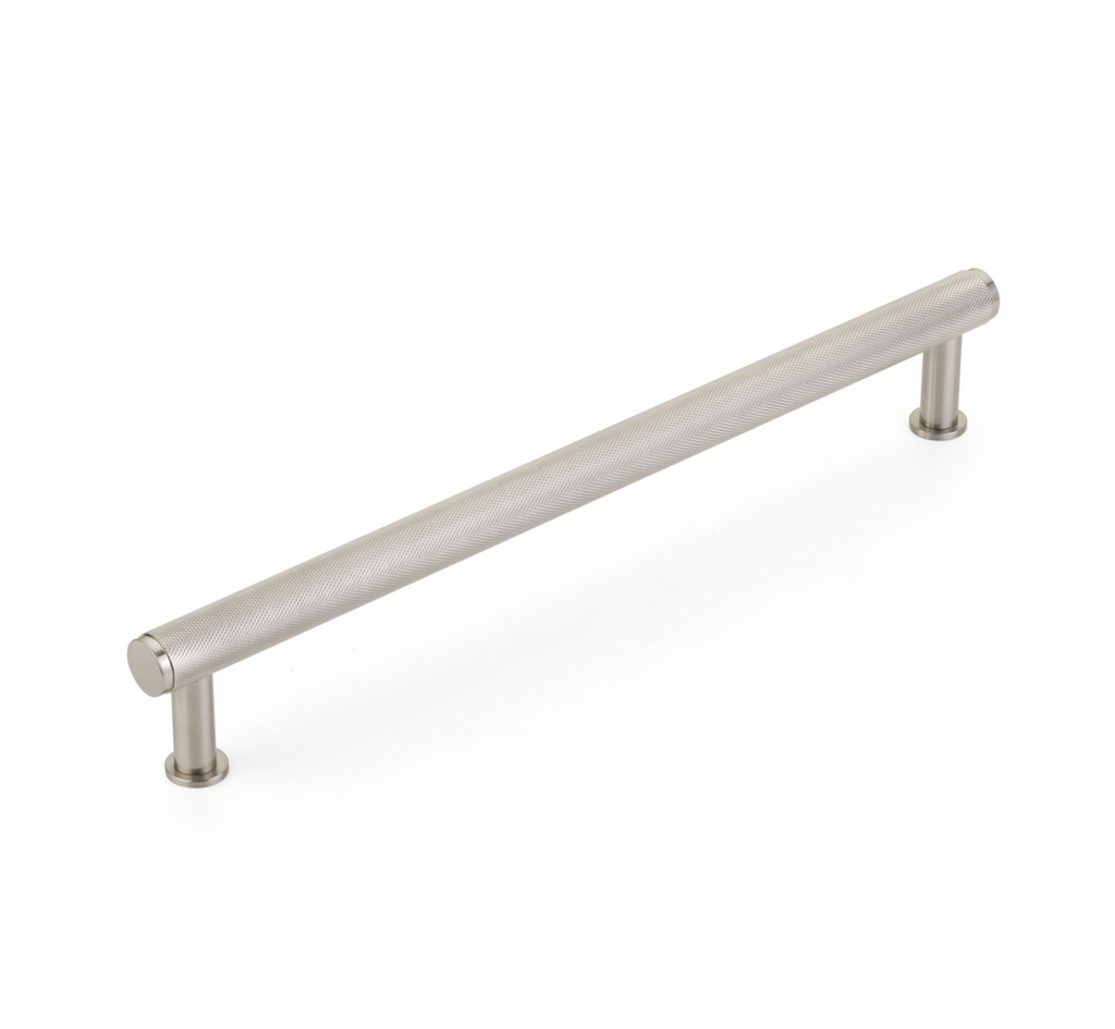Brushed Nickel "Maison" Knurled Drawer Pulls and Cabinet Knobs with Optional Backplate - Forge Hardware Studio