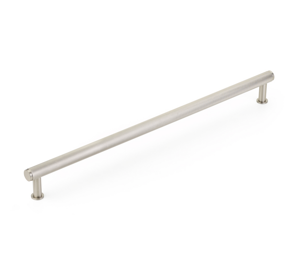 Brushed Nickel "Maison" Knurled Drawer Pulls and Cabinet Knobs with Optional Backplate - Forge Hardware Studio