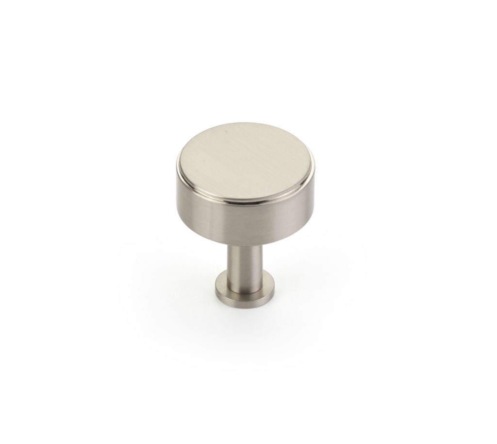 Brushed Nickel "Maison No. 2" Smooth Drawer Pulls and Cabinet Knobs with Optional Backplate - Forge Hardware Studio