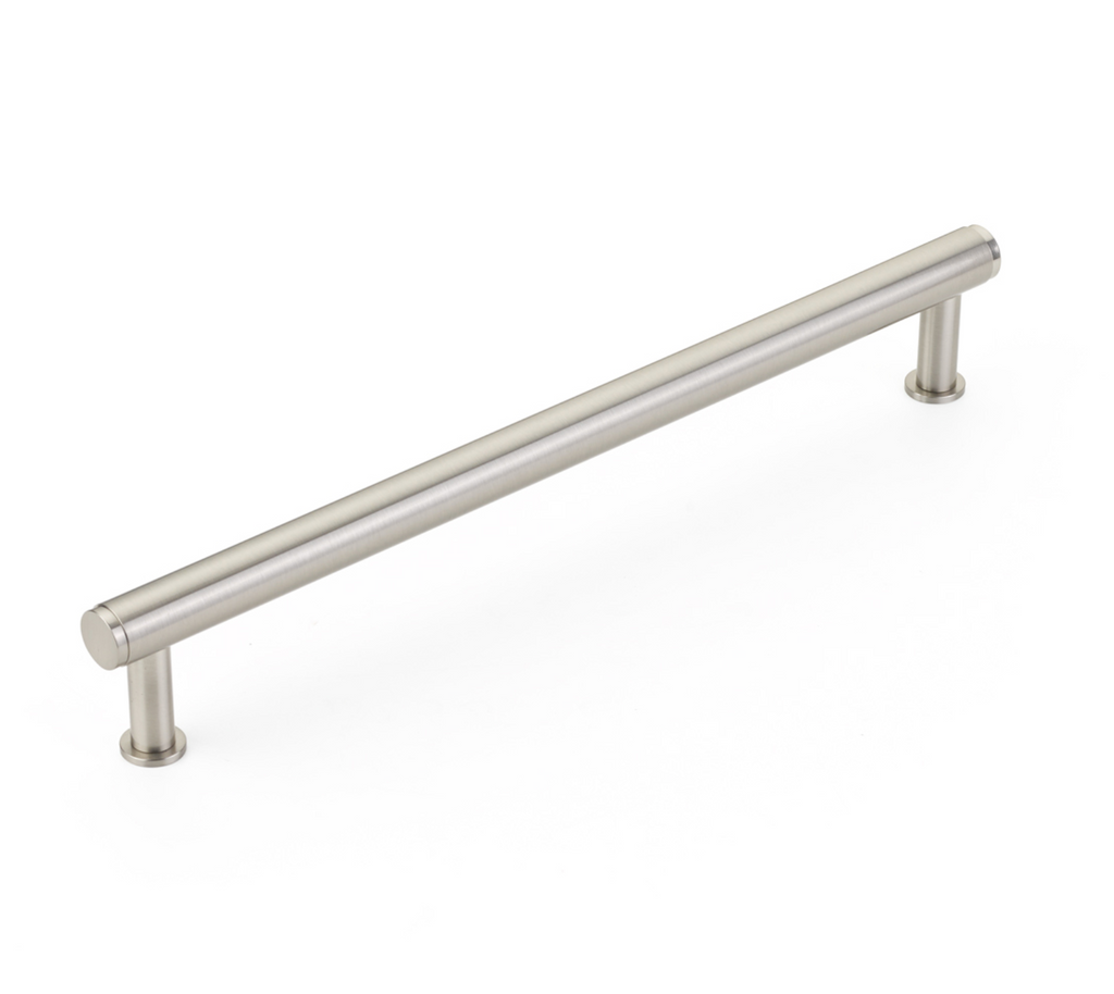 Brushed Nickel "Maison No. 2" Smooth Drawer Pulls and Cabinet Knobs with Optional Backplate - Forge Hardware Studio