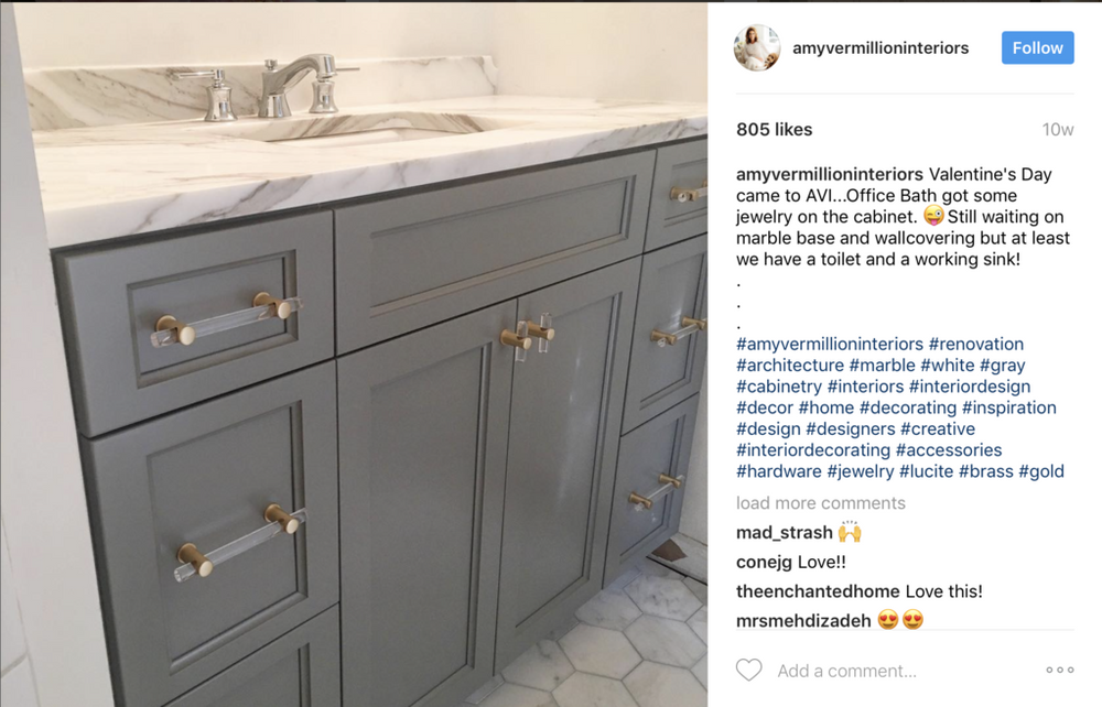 Lucite and Satin Brass 4 in. "Luz" Drawer Pulls - Brass Cabinet Hardware 