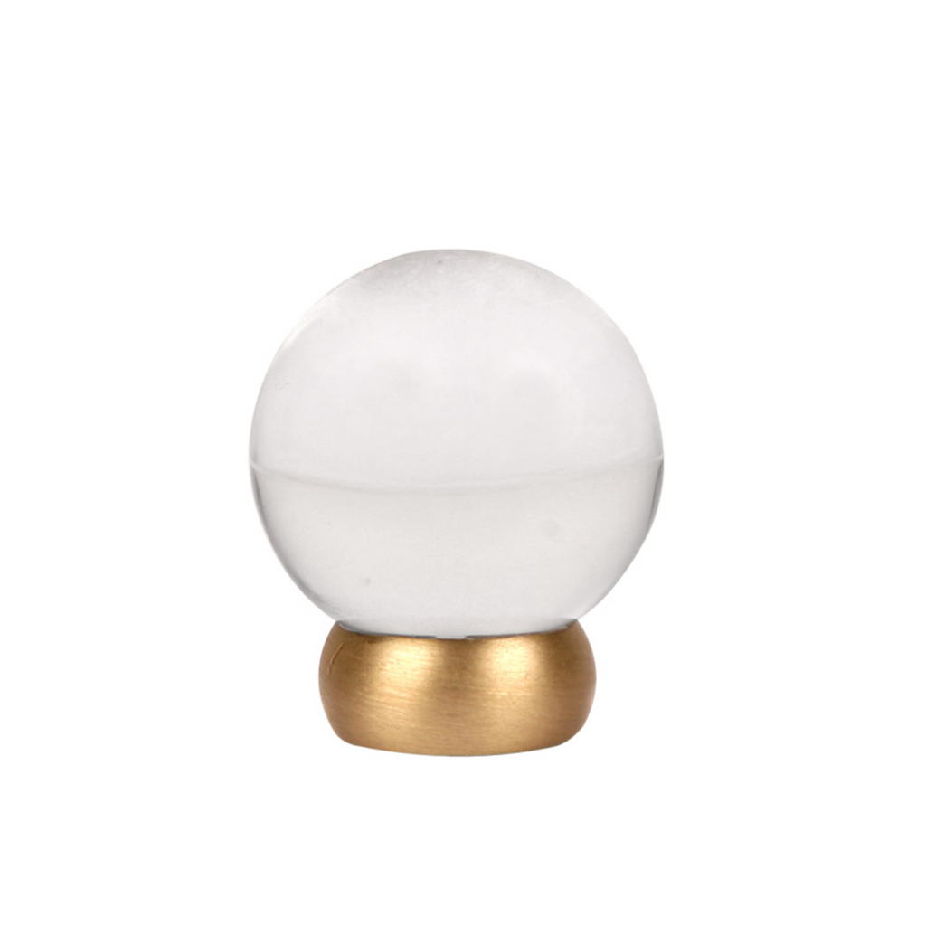 Round Lew's Hardware 66-401 Brass and Glass Cabinet Knob - Brass Cabinet Hardware 