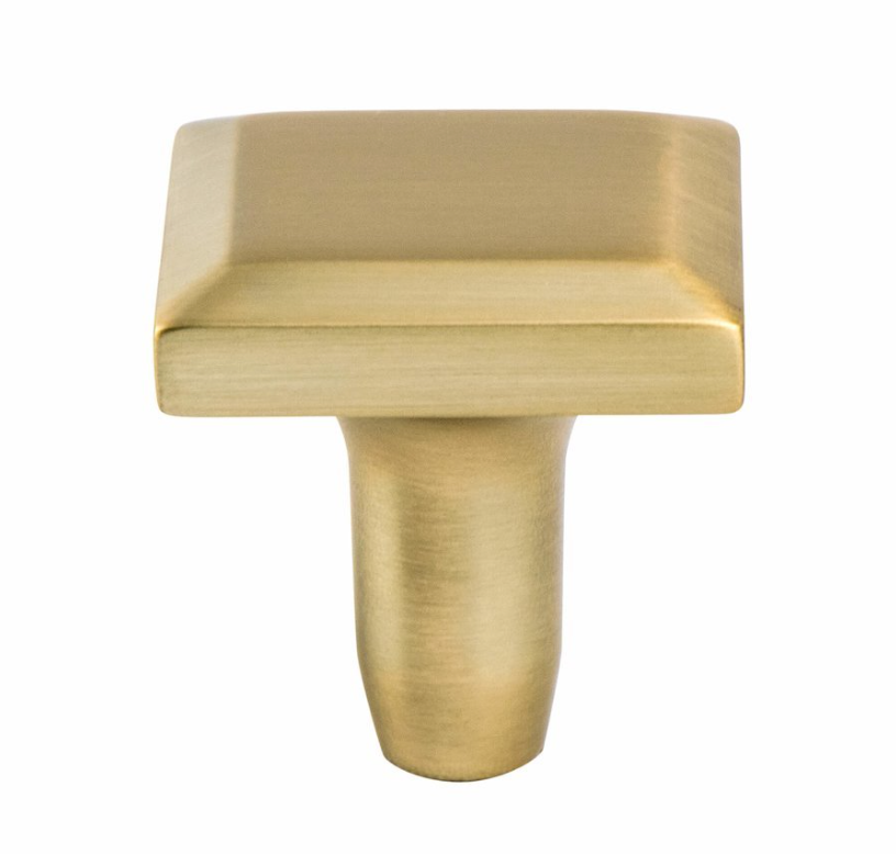 Satin Brass "Trane" Drawer Pulls and Knob - Brass Cabinet Hardware 