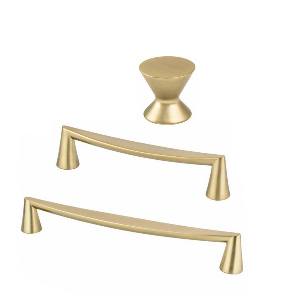 Satin Brass "Core" Drawer Pulls and Knob - Brass Cabinet Hardware 