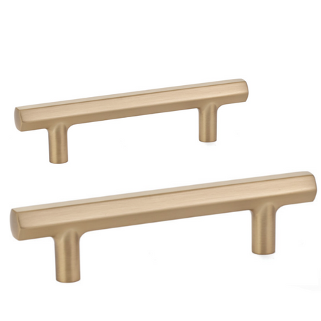 Mod Hex Satin Brass Geometric Drawer Pulls - Brass Cabinet Hardware 