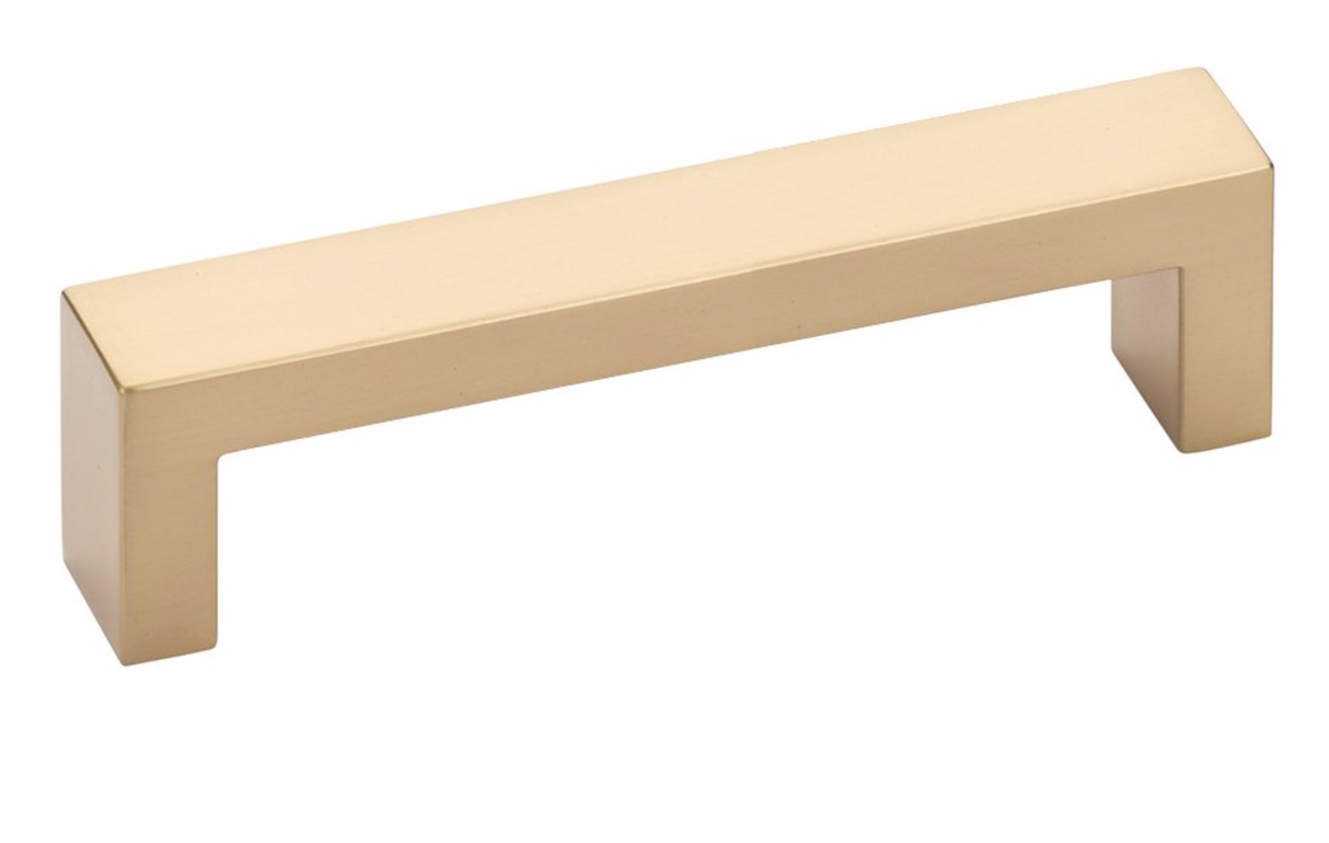 Modern Rectangular Keaton Brass Drawer Pulls in Satin Brass - Brass Cabinet Hardware 