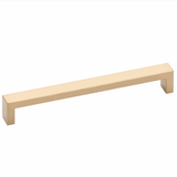 Modern Rectangular Keaton Brass Drawer Pulls in Satin Brass - Brass Cabinet Hardware 