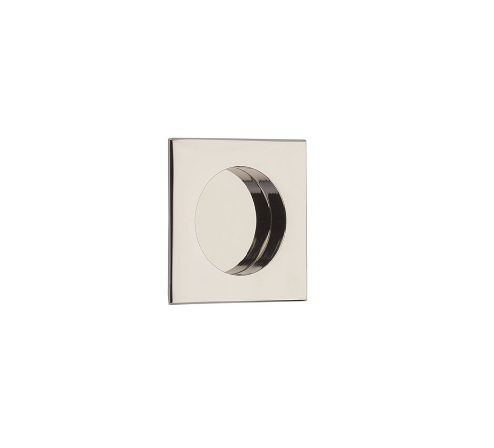 Square Flush Solid Brass Recess Door Pull 2-1/2" in Polished Nickel - Brass Cabinet Hardware 