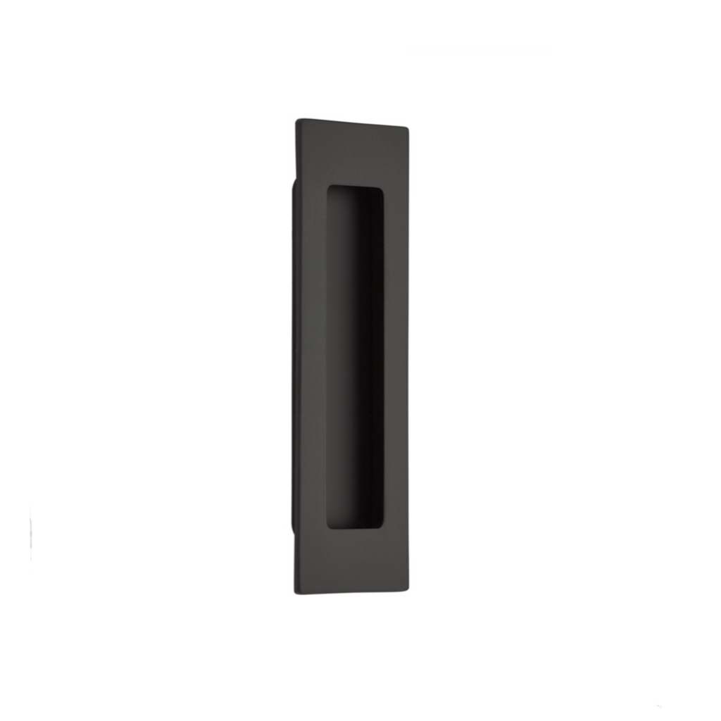 Modern Rectangular Flush Solid Brass Recess Door Pull in Matte Black - Brass Cabinet Hardware 