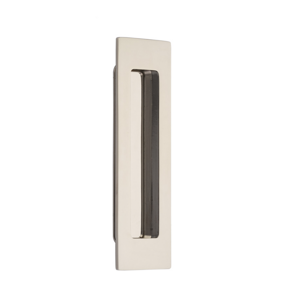Modern Rectangular Flush Solid Brass Recess Door Pull in Polished Nickel - Brass Cabinet Hardware 