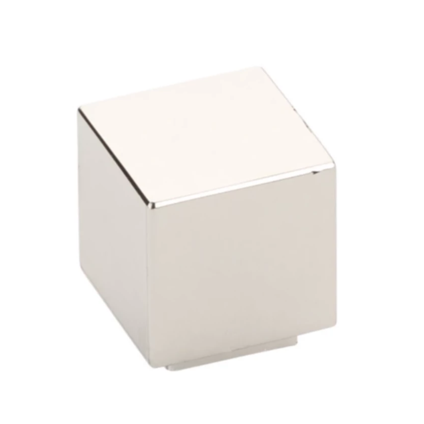 Modern Rectangular "Allerton" Square Knob in Polished Nickel - Brass Cabinet Hardware 